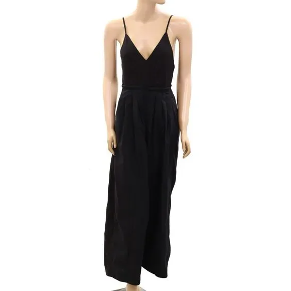 By Anthropologie High Tide Wide-Leg One-Piece Jumpsuit Dress Black M NEW 275674